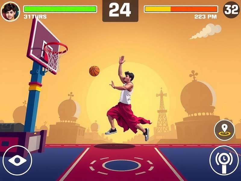 Dunk Showdown India gameplay showing a player performing a Punjabi Bhangra Dunk
